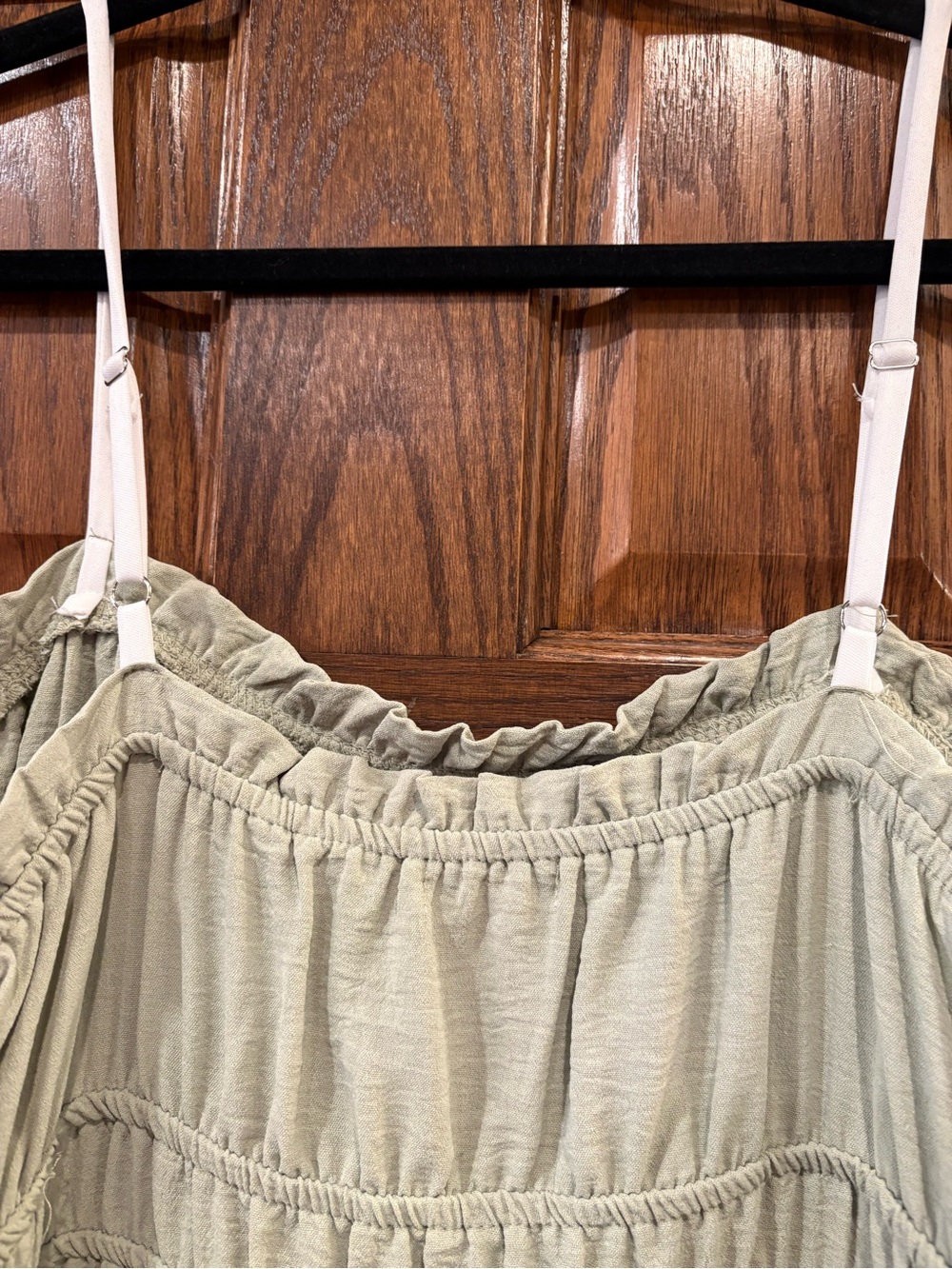 Sage Green Strappy Midi Dress with Contrast Trim - Picture 8 of 12
